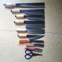 Bộ dao 10 món nhà bếp cán gỗ cán thép