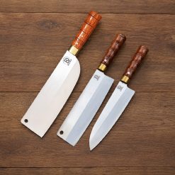 Bộ dao bếp không gỉ 3 món cán đốt trúc